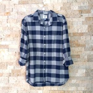Old Navy Men's Shirt Blue & Gray Check Long Sleeve Button Up Sz L